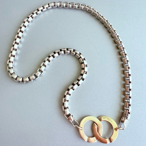 Box Chain 5.5mm 925 Sterling Silver Interlocking Circles Fine Necklace I… - Picture 2 of 6